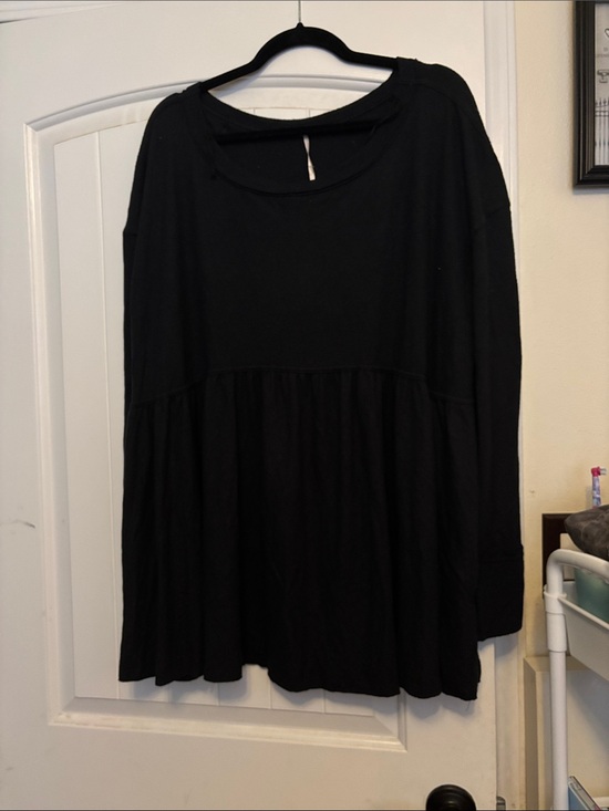 Free People Tops - Free People Black Long Sleeve Babydoll Tunic